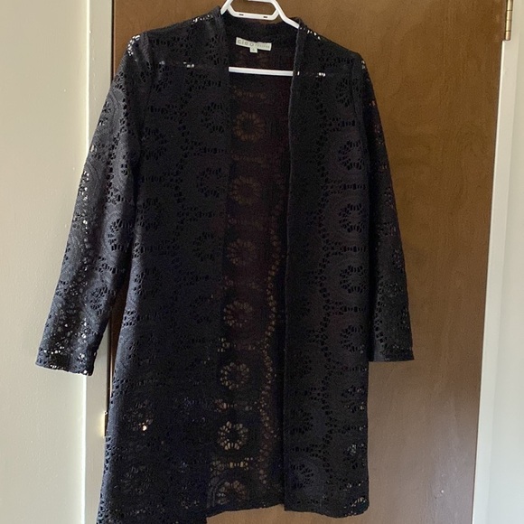Cleo Petites Jet Black  Open Front Cardigan - Picture 4 of 7